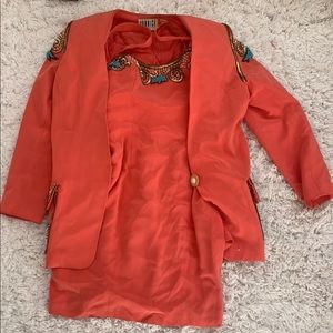 vintage Fabrice silhouette coral jacket and dress